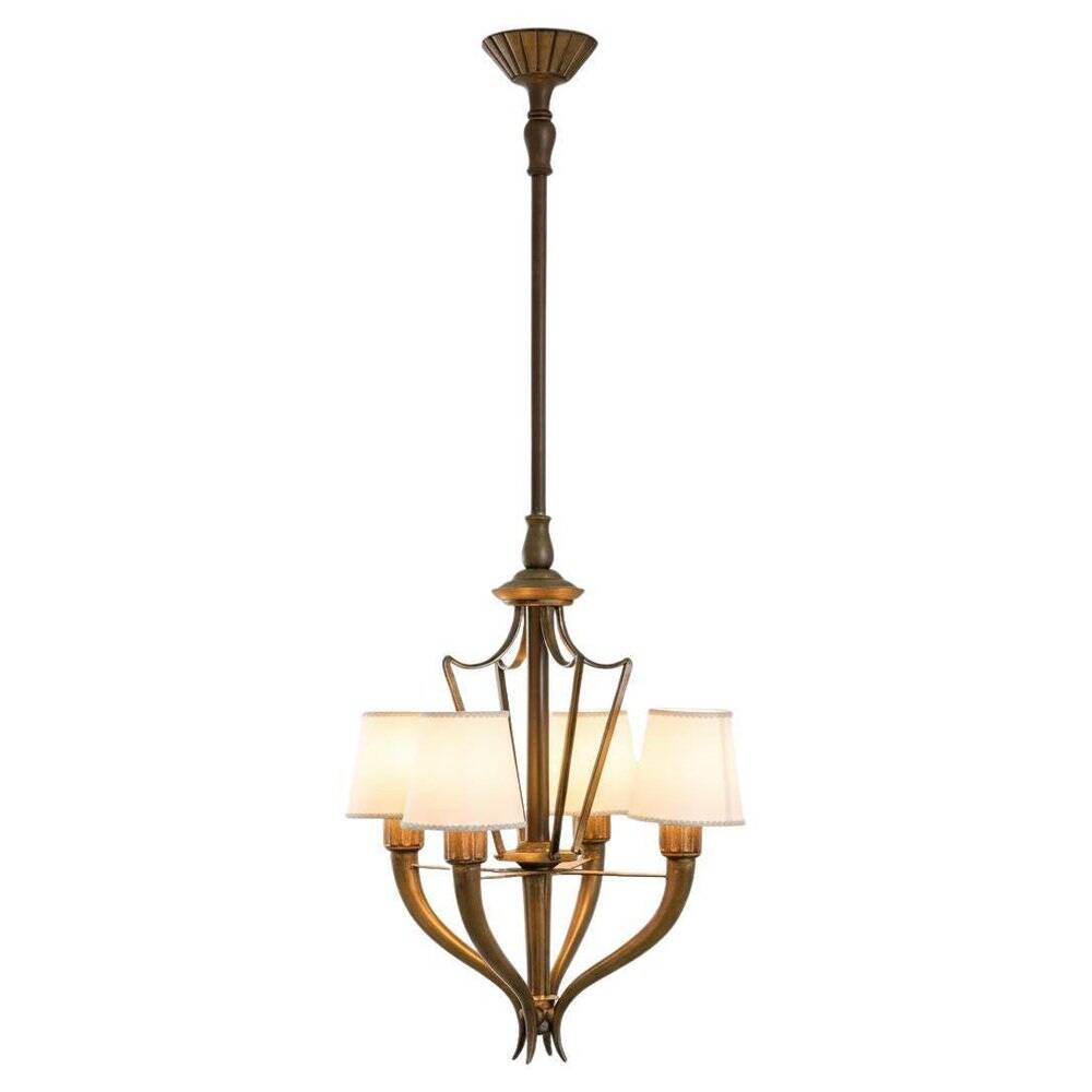 Art Deco Bronze Chandelier attributed to Emilio Lancia for Italo Carlotti, Italy, 1930s