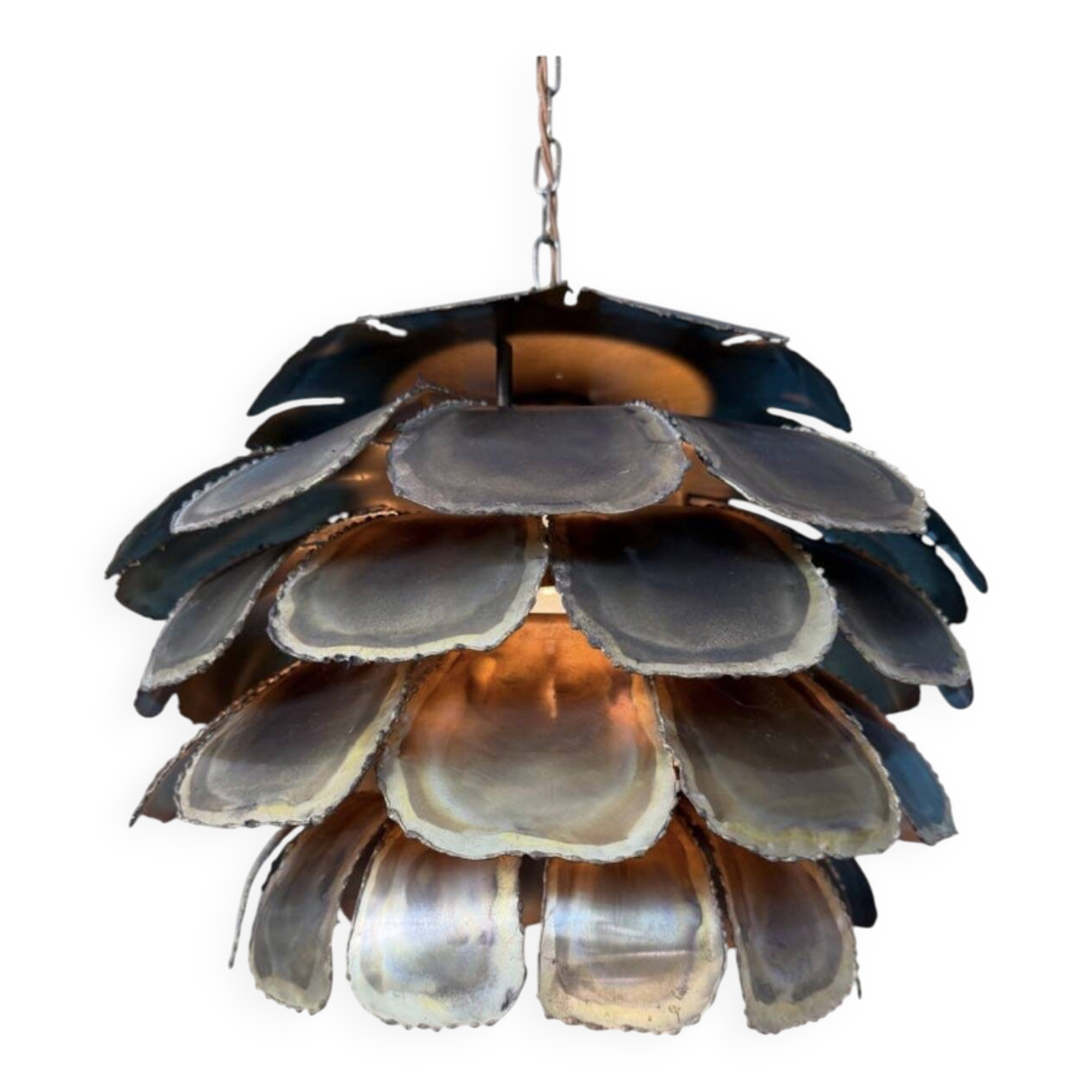 Mid Century Modern Brutalist Artichoke Pendent By Sven Åge Holm Sørens