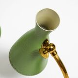 Pair of beautiful green Mid Century Modern Diabolo crow's foot table lamps
