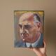 Tableau peinture vintage portrait sujet masculin homme peint visage acrylique