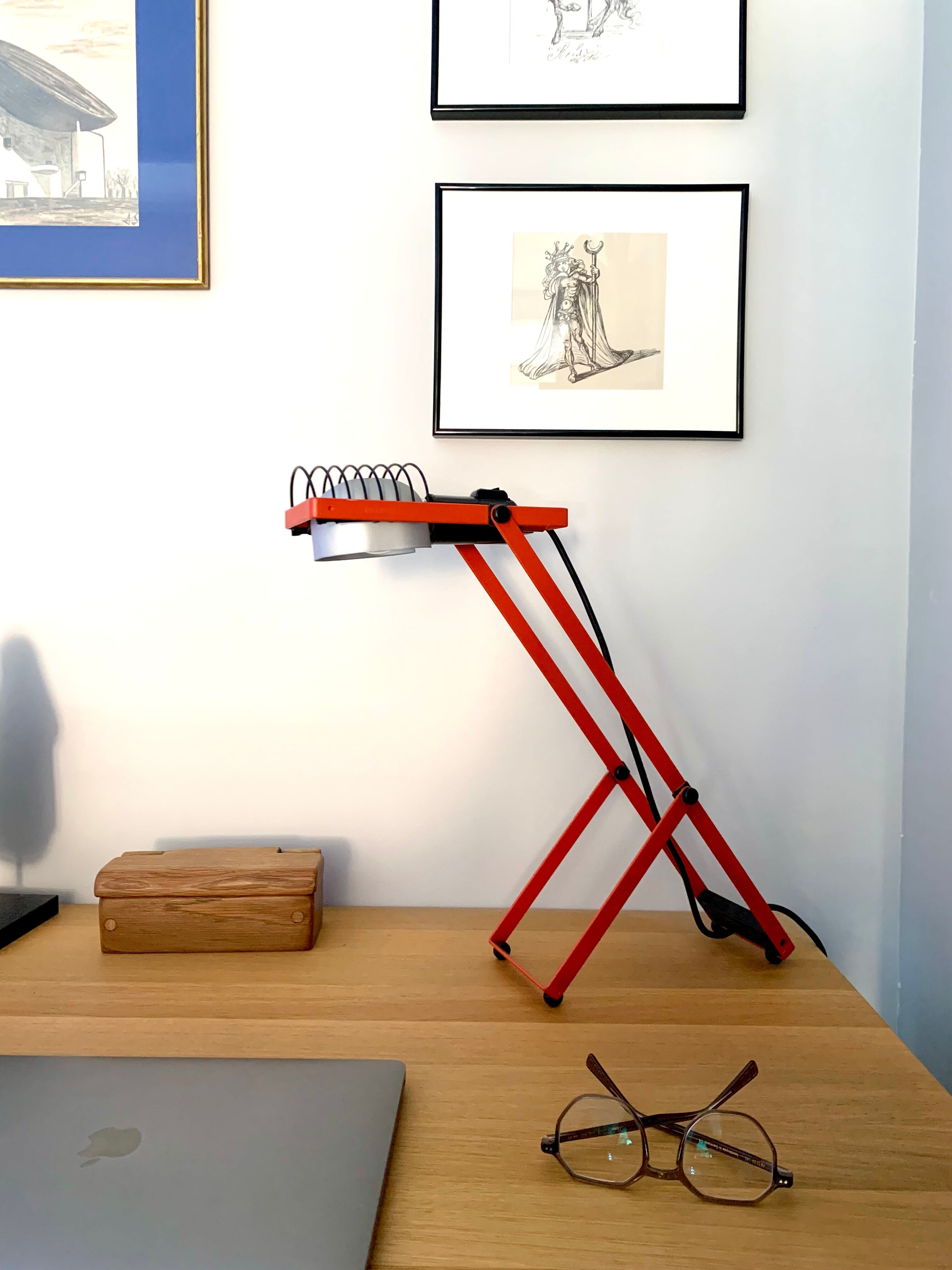 Red lamp model "Sintesi" of tavolo by Ernesto Gismondi for Artemide / Italy 70s