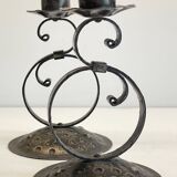 Vintage Black Patina Metal Candlesticks