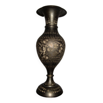 Hand decorated bronze vase