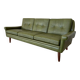 Canapé 3 places Svend Skipper vintage danois rétro en cuir vert olive