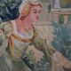 Antique French Aubusson Tapestry with Romantic Scene