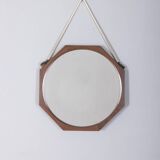 Vintage 1970s wall mirror in wood and rope, Italian design