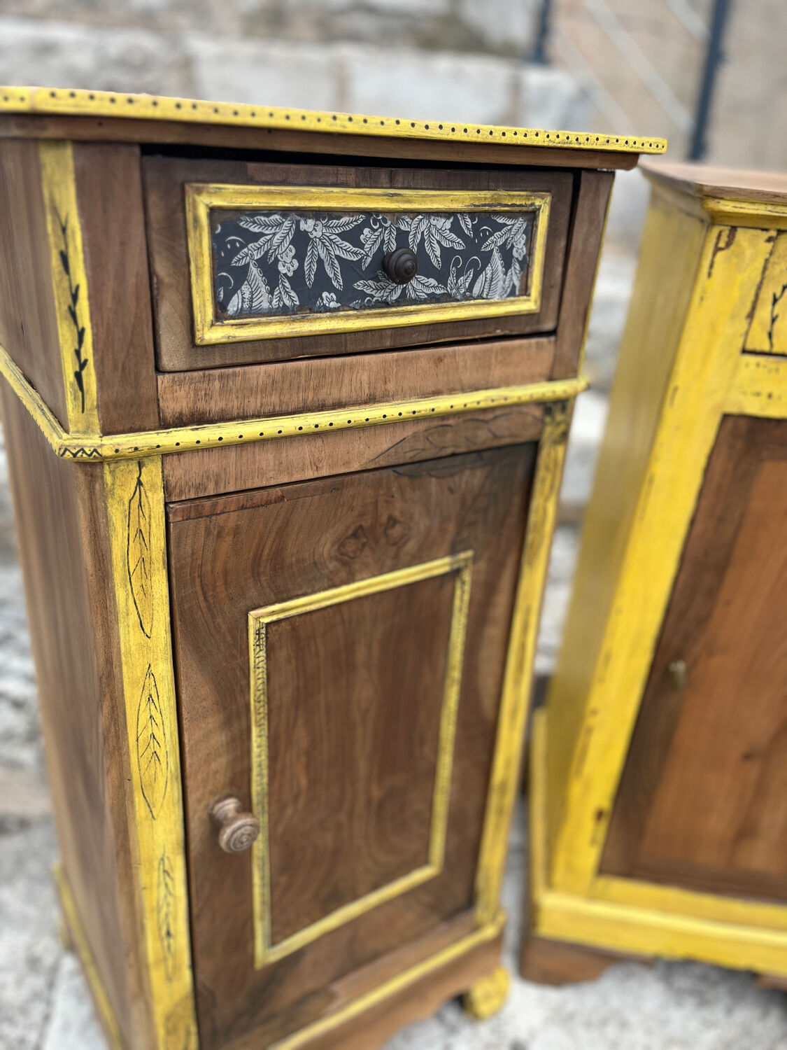 Pair of antique bedside tables