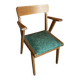 Vintage Bridge Chair with Compass Legs & Green Vinyl Upholstery, 1960s #D