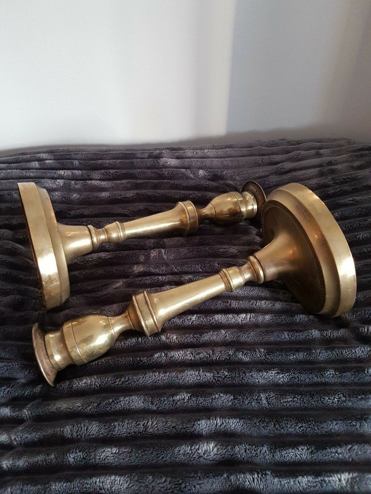 Pair of bronze church candlesticks