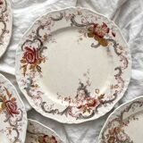 6 polychrome ironstone dinner plates "Wentworth" by Emile Bourgeois