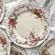 6 polychrome ironstone dinner plates "Wentworth" by Emile Bourgeois