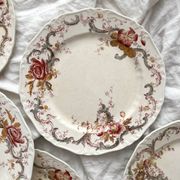 6 polychrome ironstone dinner plates "Wentworth" by Emile Bourgeois