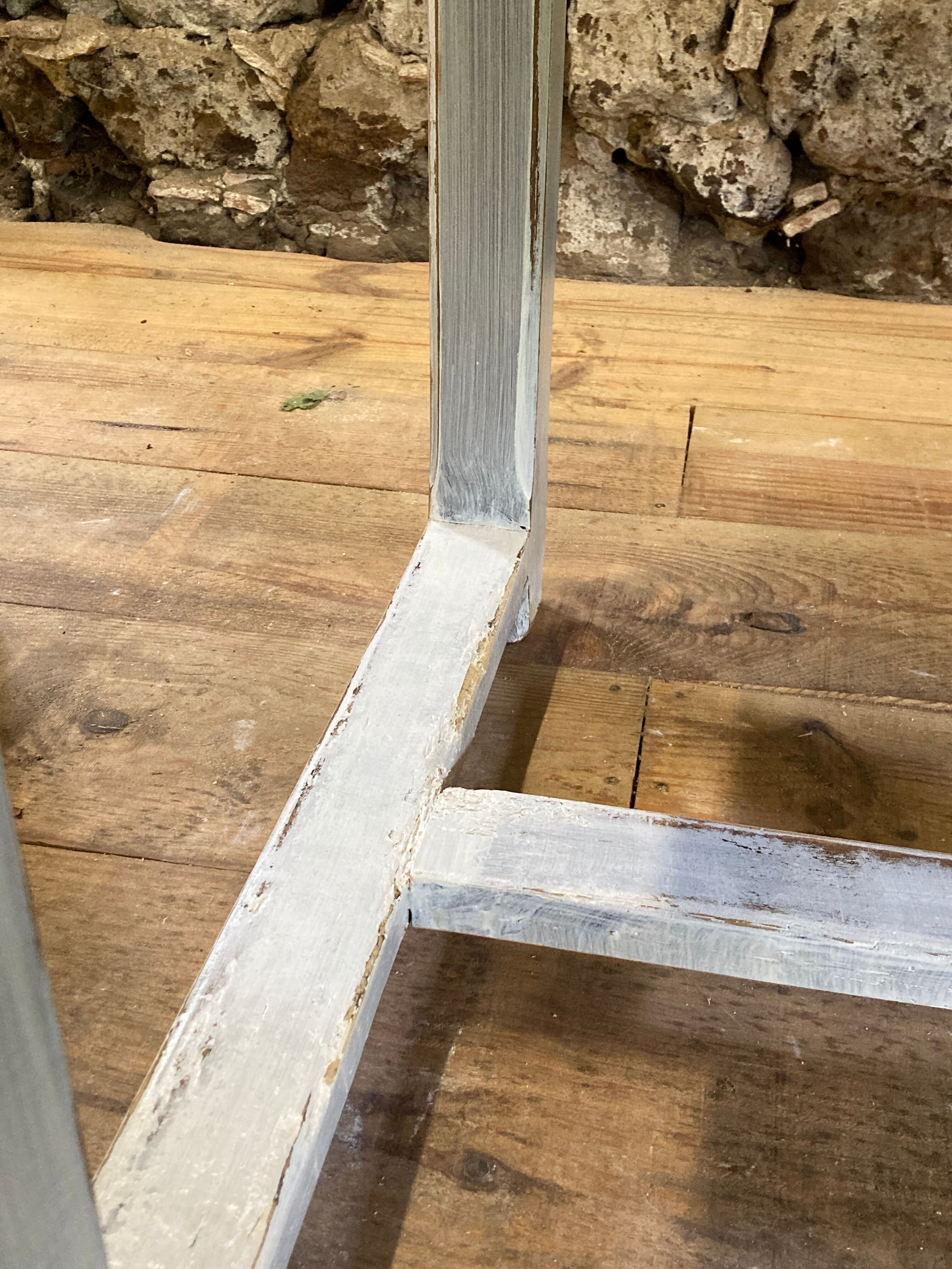 Farmhouse table 6 people white patinated in rectangular solid oak