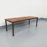 Vintage rectangular coffee table by Jean Jaffeux in steel and ceramic from the 60s