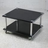 Coffee table "space age" in black lacquered steel