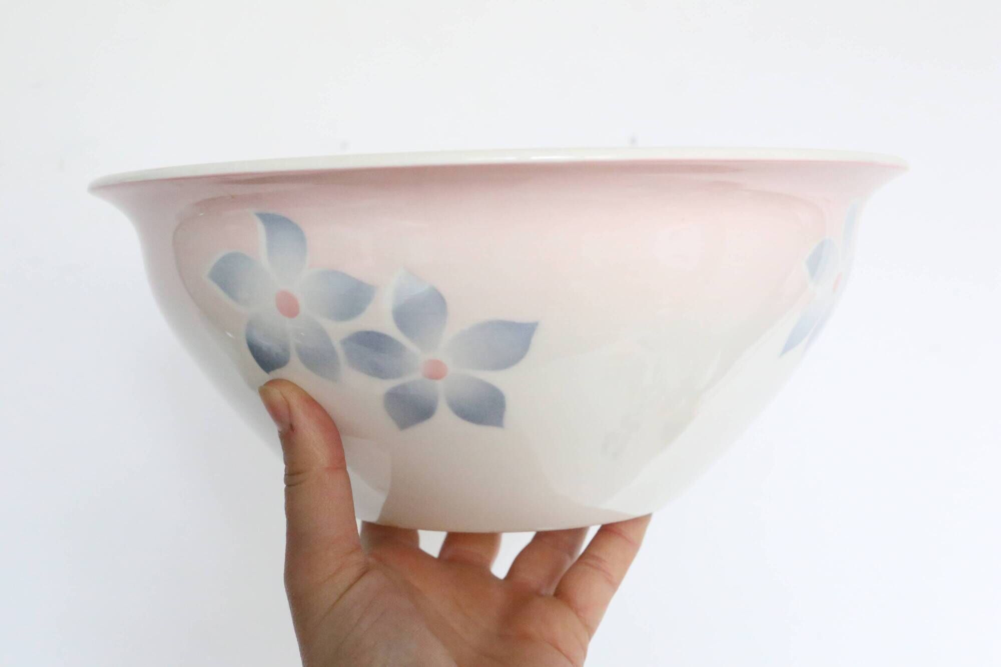 Antique ceramic salad bowl, moulin des loups, 1980, french manufacture