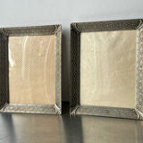 Pair identical vintage metal frames each 18.5 cm x 14.5 cm convex glass