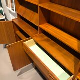 Danish large modular teak shelving unit bookcase, 70s