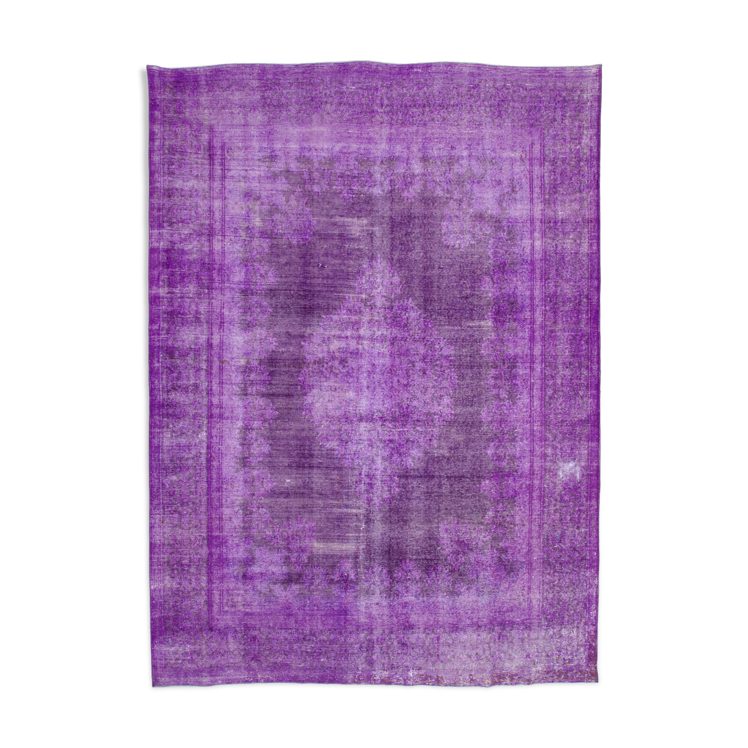 Handmade persian overdyed 292 cm x 401 cm purple wool rug