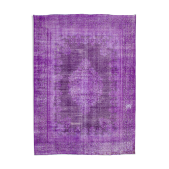 Handmade persian overdyed 292 cm x 401 cm purple wool rug