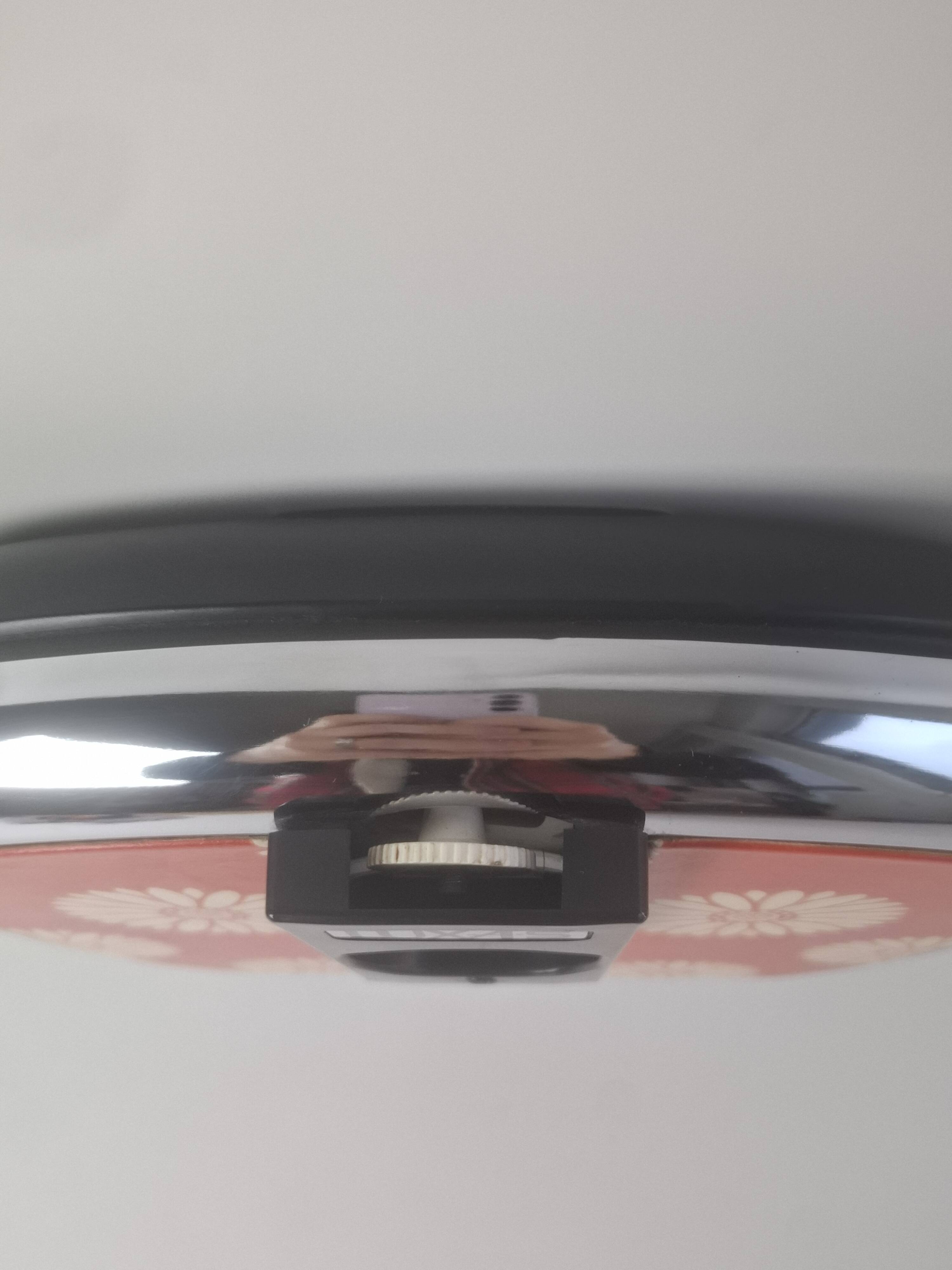 Mid-century Luxas retro scale Czech orange floral chrome vintage decor