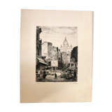 Le Sacré-Coeur, gravure ancienne de Robert Lotiron