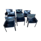 7 armchairs by Couro Brasil in Black Leather