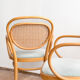 Ensemble de 4 chaises Thonet 215P en hêtre avec cannage d’origine et velour