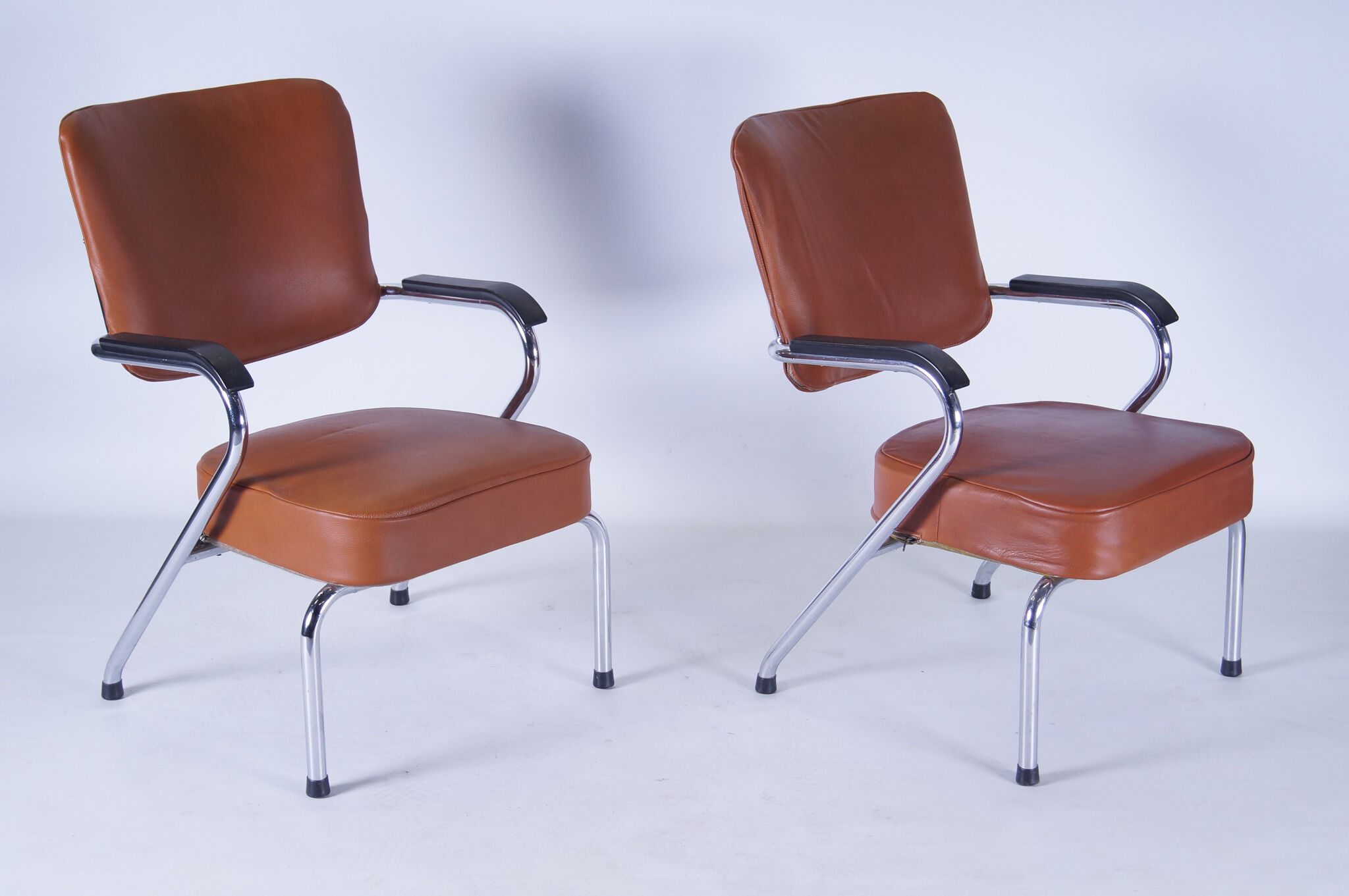 Chaises cognac cuir - set de 2