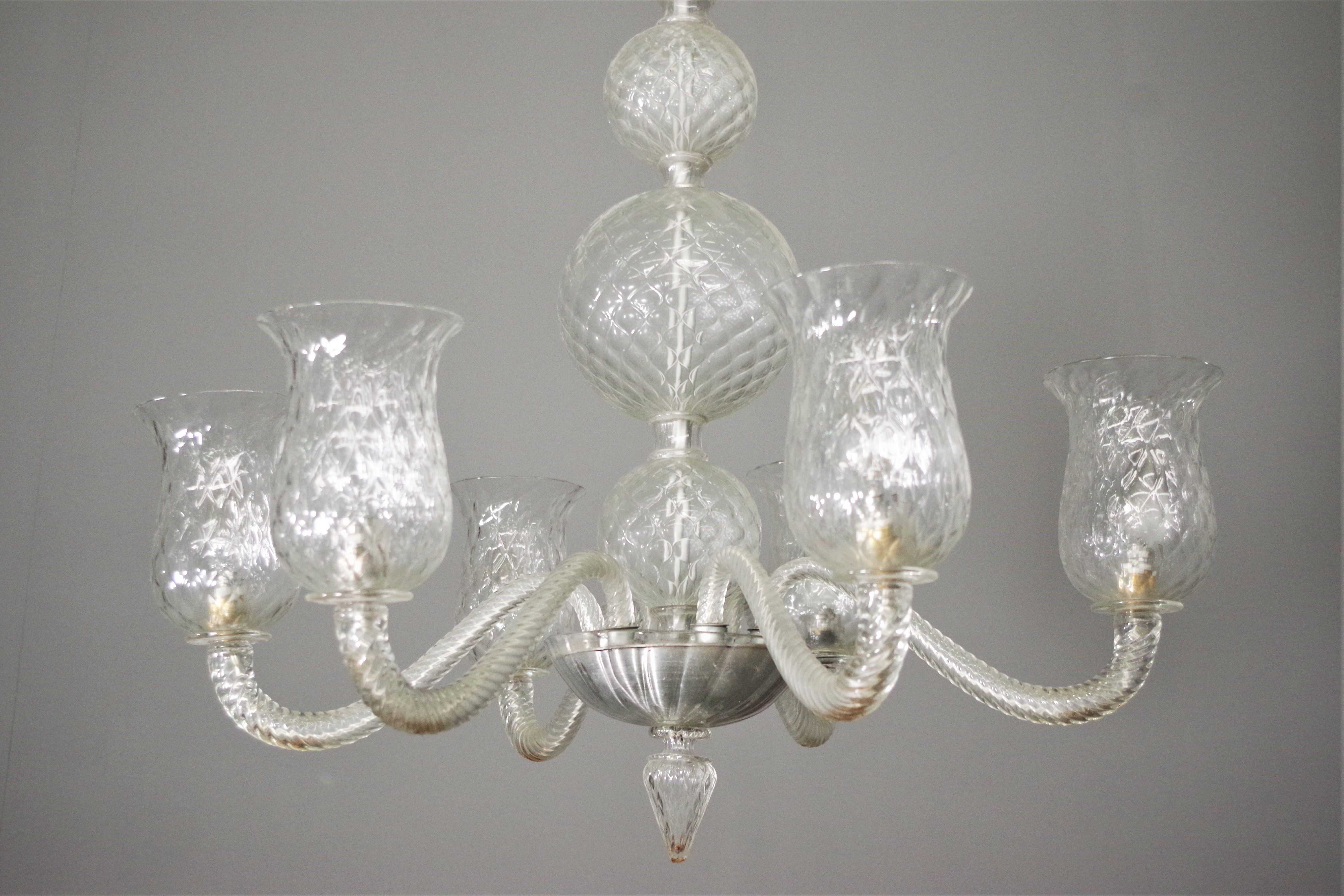Venini ceiling lamp in Murano glass, 1950