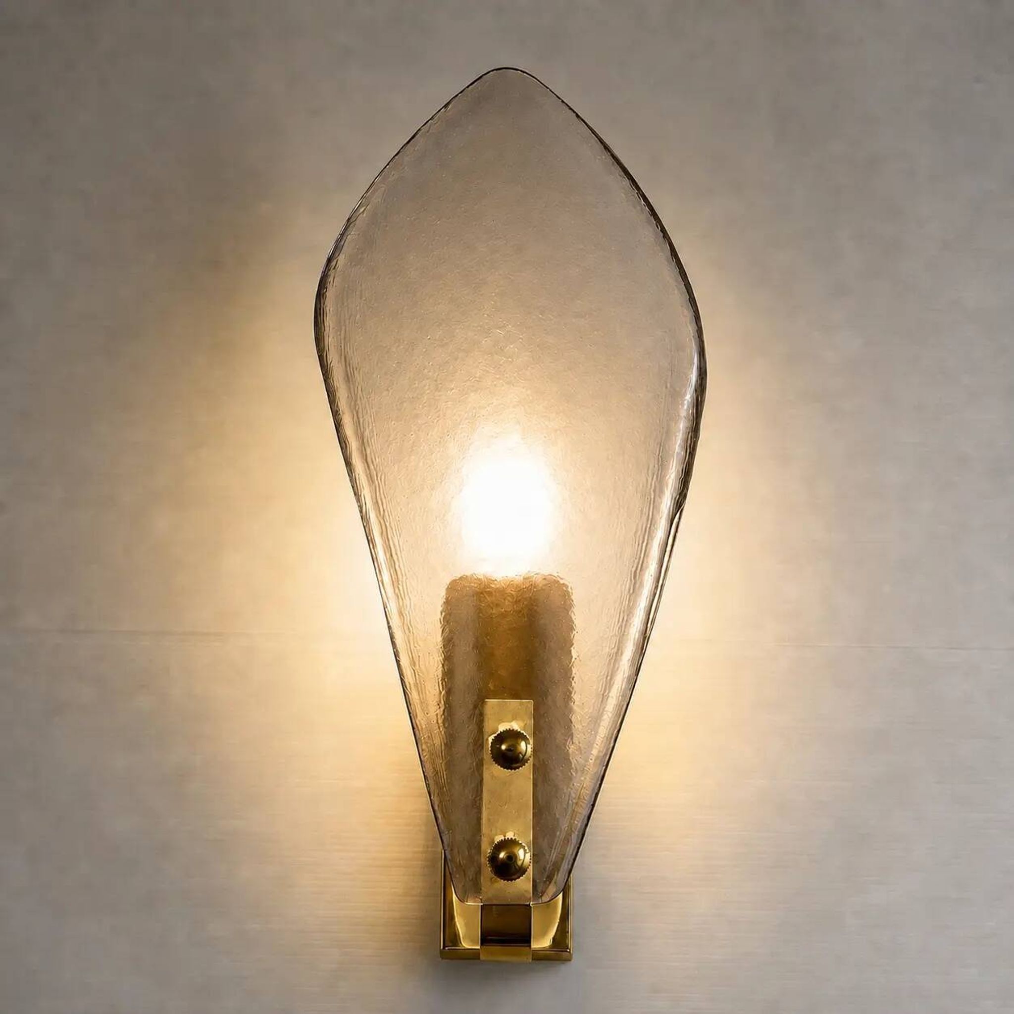 Designer Gray Sanded Leaf Murano Glass Wall Sconces, Contemporary Set of 4