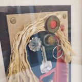Tableau oeuvre accumulation par Parviz Lak art brut vintage