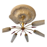 5-light brass chandelier 1950