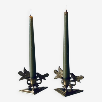 Pair of Indian brass candlesticks