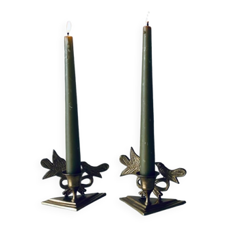 Pair of Indian brass candlesticks