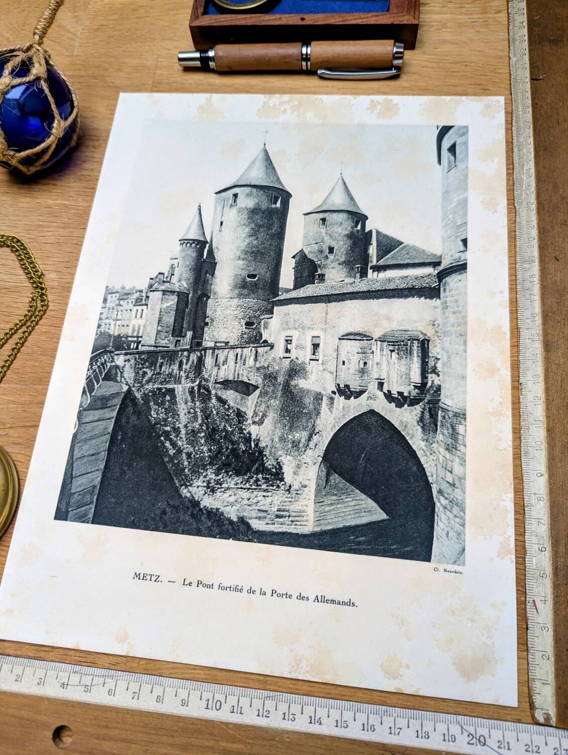 Heliogravure of Metz, vintage printed in 1926.