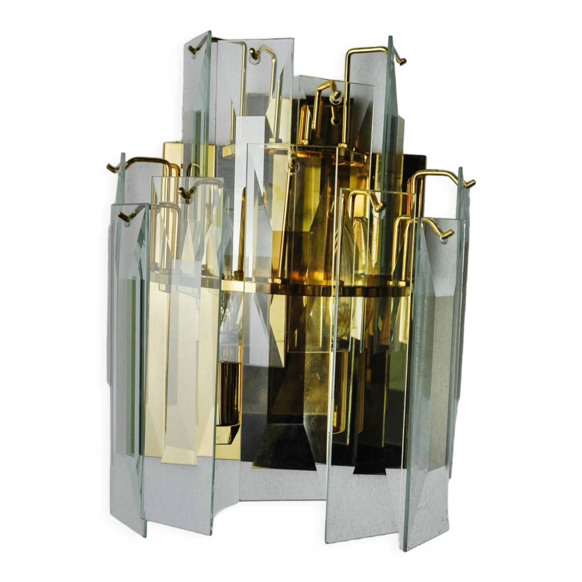 Venini wall lamp, cascading bevelled glass, Italy, 1970