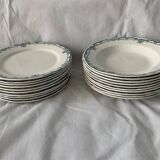 Service 20 plates and 3 dishes blue earthenware Vaucluse U-C Sarreguemines Digoin