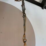 Orange ochre coloured antique glass hanging lamp
