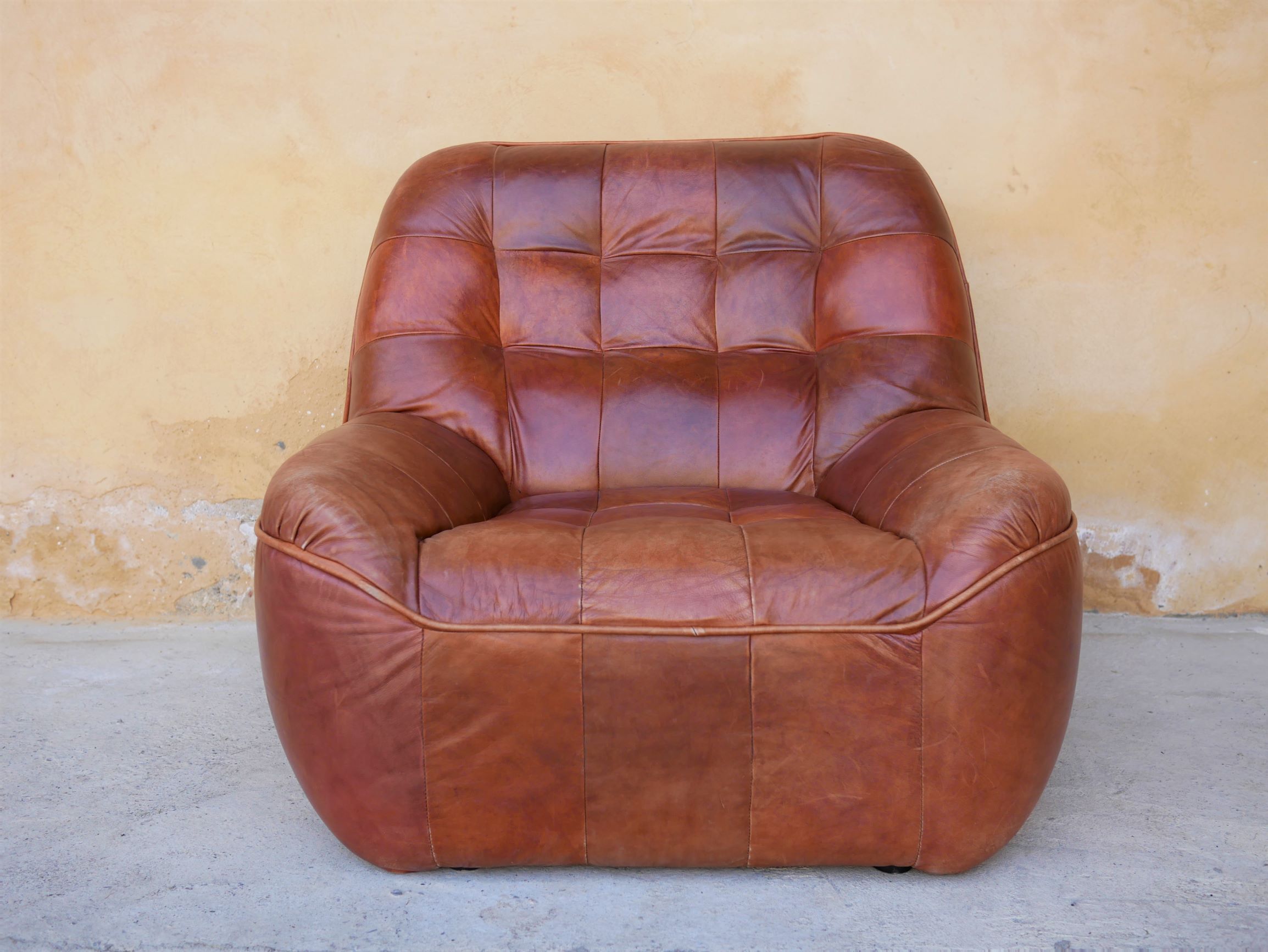 Brown vintage leather armchair
