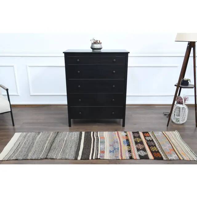 1970s Vintage Turkish Oushak Handmade Wool Cotton Beige Runner Rug 63x237