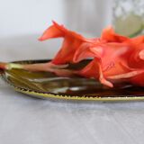Plat de service ovale ancien vert olive  Gien France
