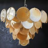 Vintage Murano Chandelier - 57 iridescent golden alabaster glasses