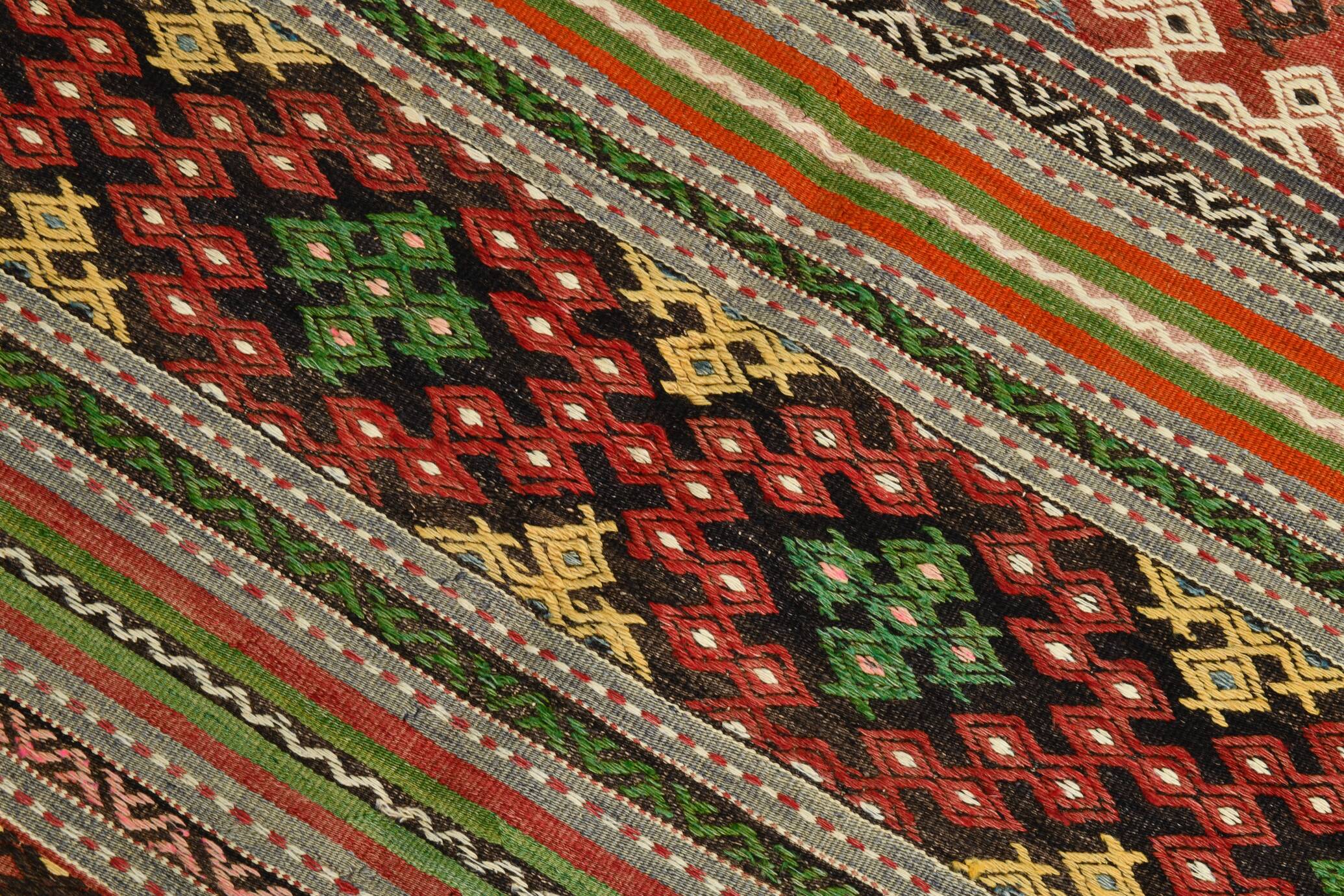 6x10 Striped Turkish Kilim Rug, 170x297Cm