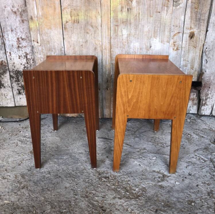 Pair of scandinavian vintage wood bedside tables