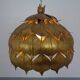 Large French Brass Lotus Ceiling Lamp, 1940s