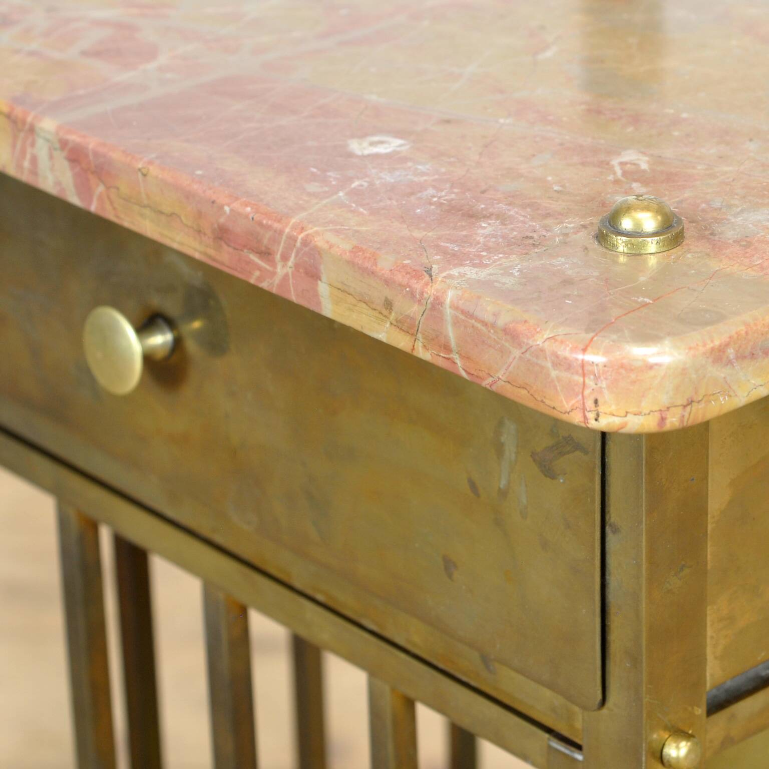 Set Of Marble And Brass Nightstands, 1880's