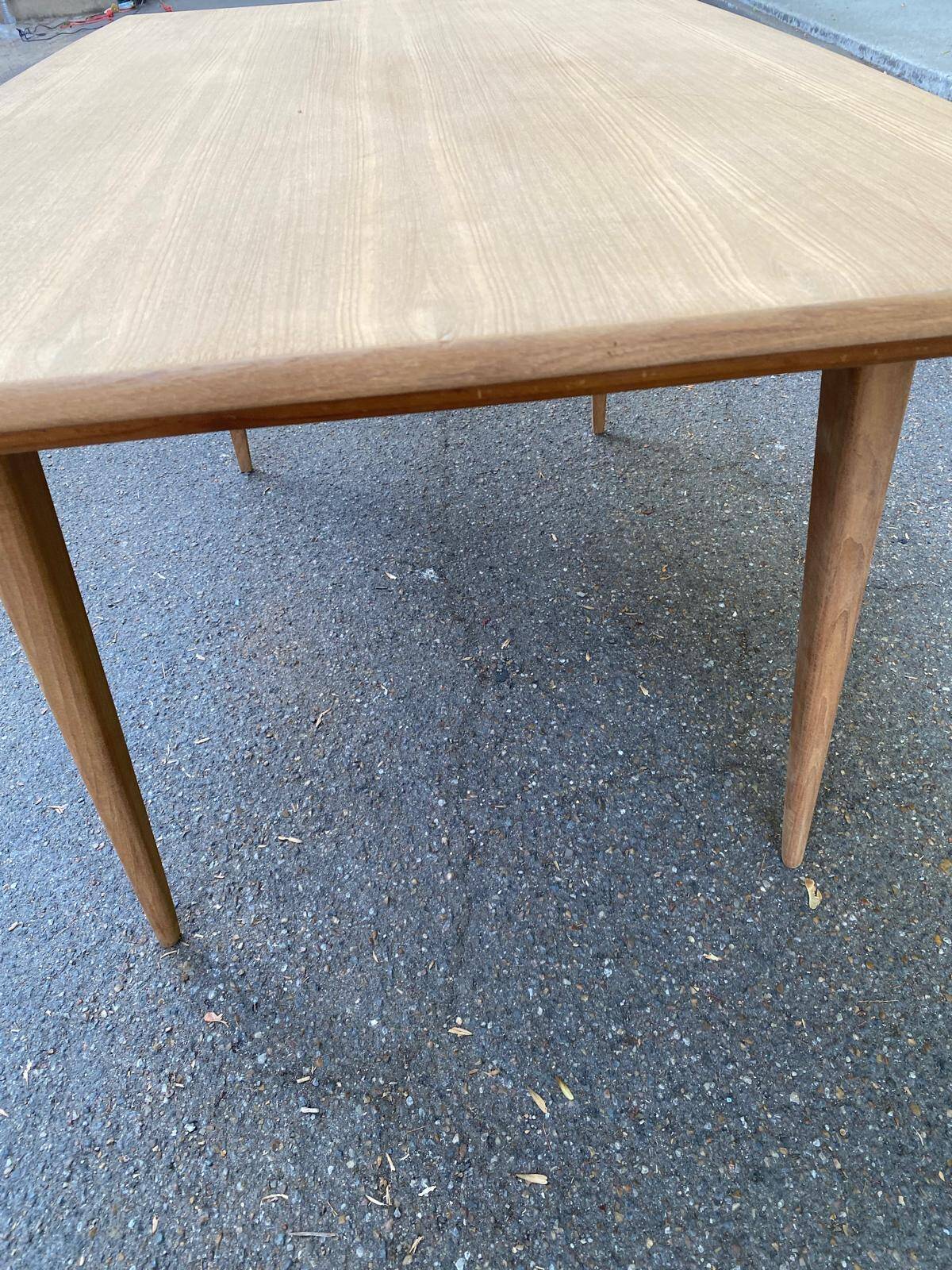 Table à manger design scandinave extensible décapée en teck brut 1960