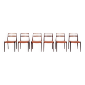 Set of 6 Niels Moller „Model 78“ rosewood dining chairs with cognac leather