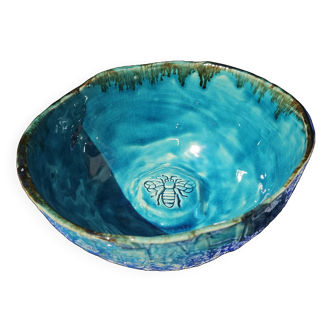 Oriental blue handmade ceramic salad bowl